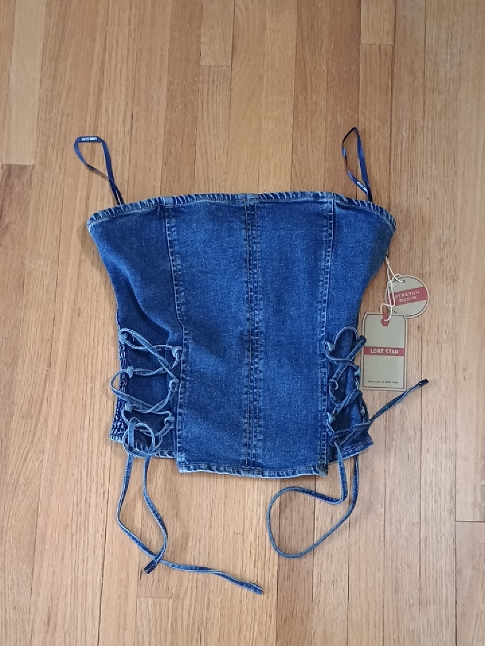 Lone Star Denim Corset Tank Top - Blue